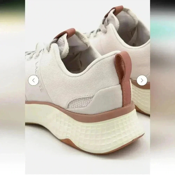 LacosteMen Lace Up Brand Logo Sneaker, Off White 8.5 - Picture 3 of 11
